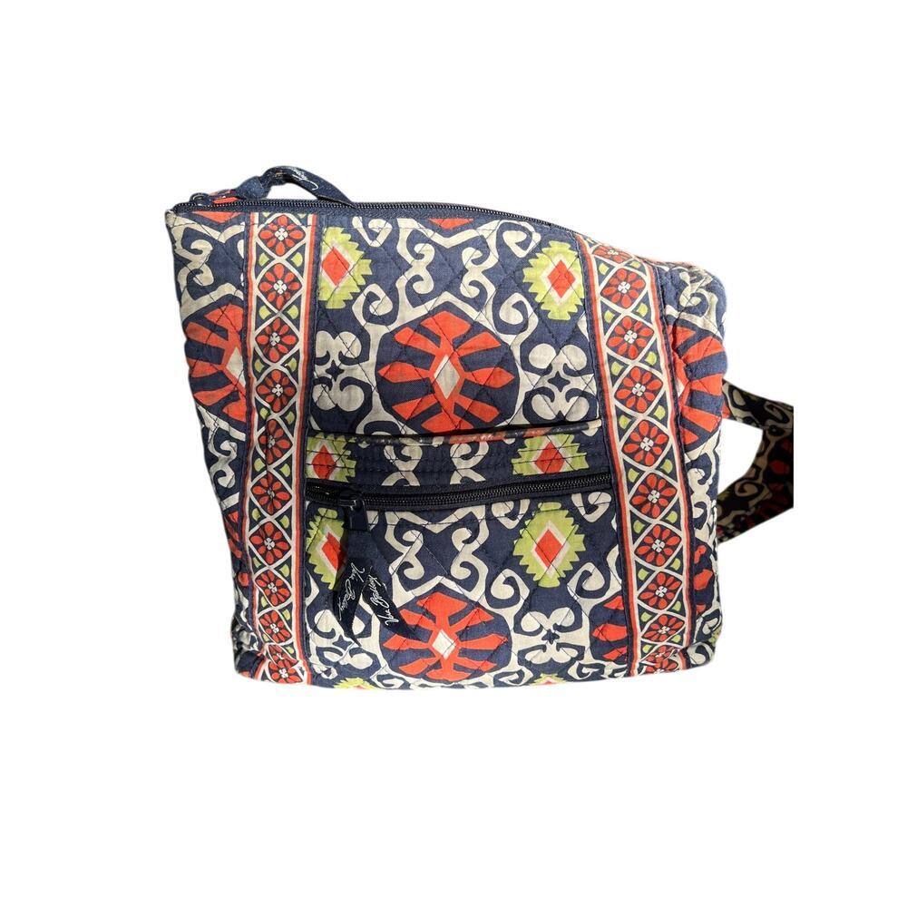 Vera Bradley Original Zip Hipster Crossbody Bag Sun Valley Quilted Navy Orange